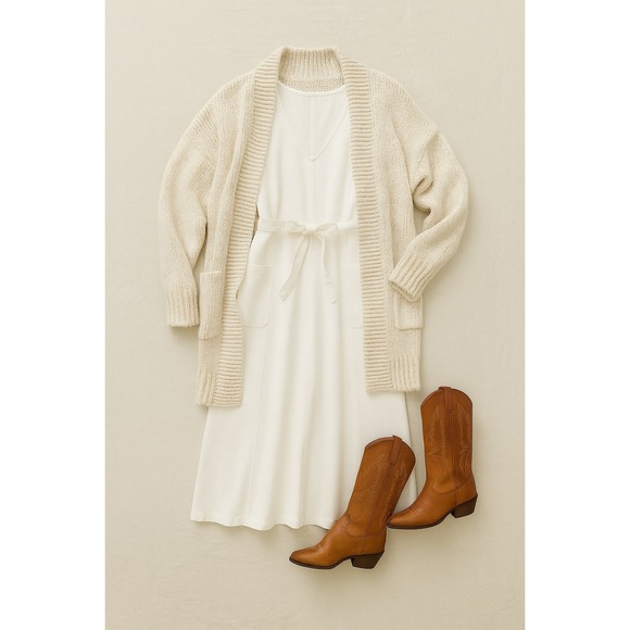 Sundance Poppy Denim Dress 4 White Western Coastal Cowgirl Casual Chic Cottage - Picture 1 of 9